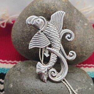 Esperanza Mexico Sterling Silver Fish Pendant 2.25" Long